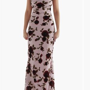House of CB- Serena Floral Sleeveless Maxi Dress - Black and Red